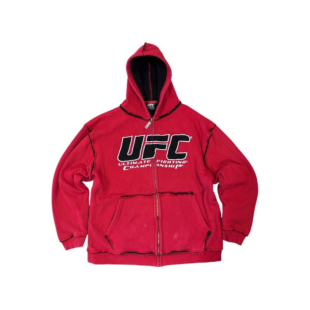 Y2K UFC Ultimate fighting championship full zip hoodie fleece red black grunge s